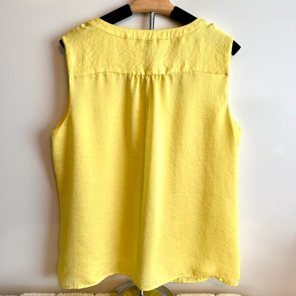 Violet & Claire Size XL Yellow Relaxed Sleeveless Blouse Career Colorful Dainty - Picture 3 of 9